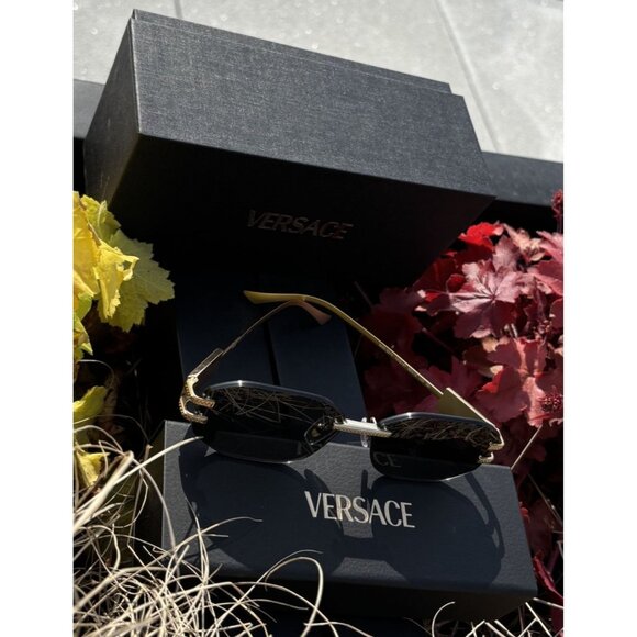 Versace VE2274 100287 Gold/Dark Grey Oval Women Sunglasses Authentic main image 9